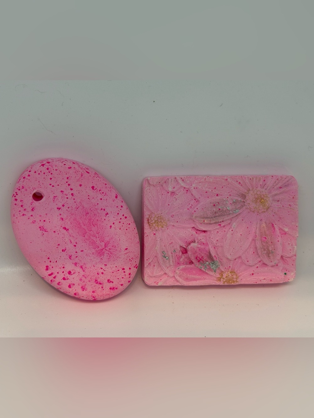 Handcrafted Pink Floral Mixed Media Art Pieces – sold separately. Apple cinnamon